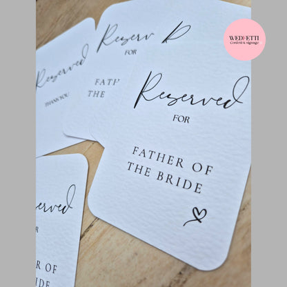 Reserved personalized chair cards