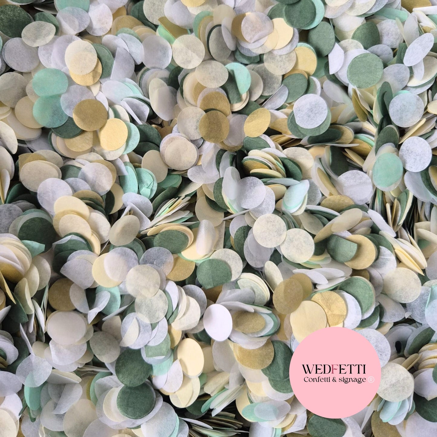 Slow falling paper Confetti - Sage Gold + Ivory