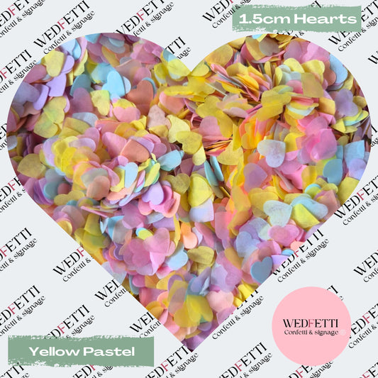 Paper Confetti hearts 1.5cm - Yellow Pastel
