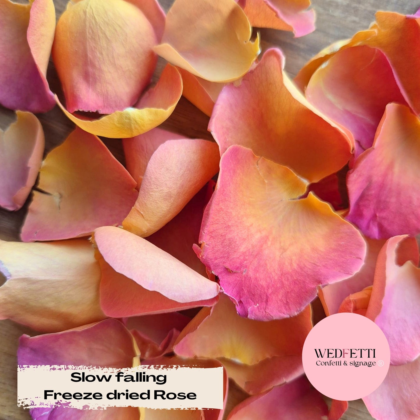 SLOW FALLING PETALS Freeze dried Flame Rose petal premium mix