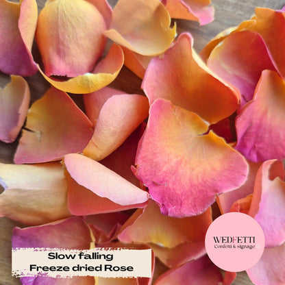 SLOW FALLING PETALS Freeze dried Flame Rose petal premium mix