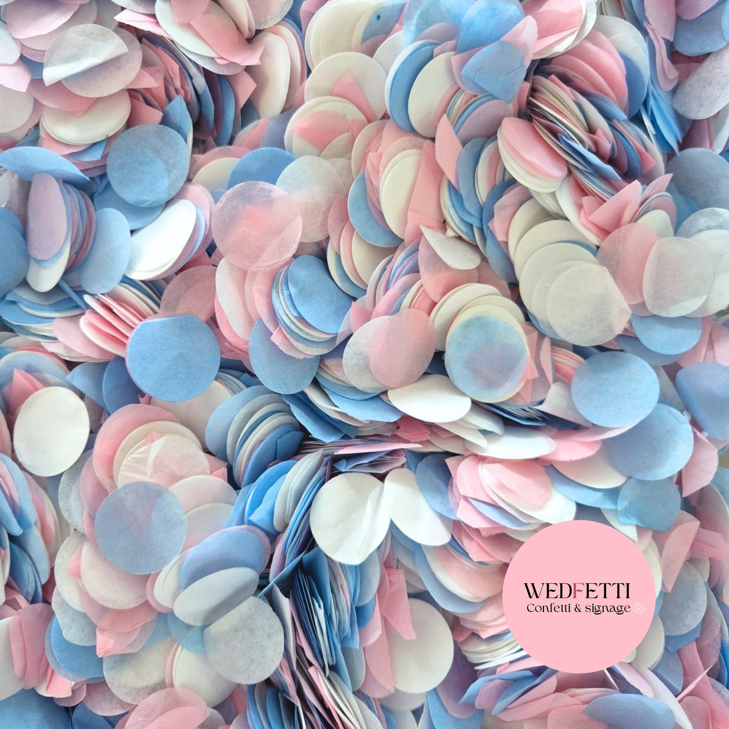 Circles Large 2.5cm Biodegradable - Dusty Blue Baby Pink White