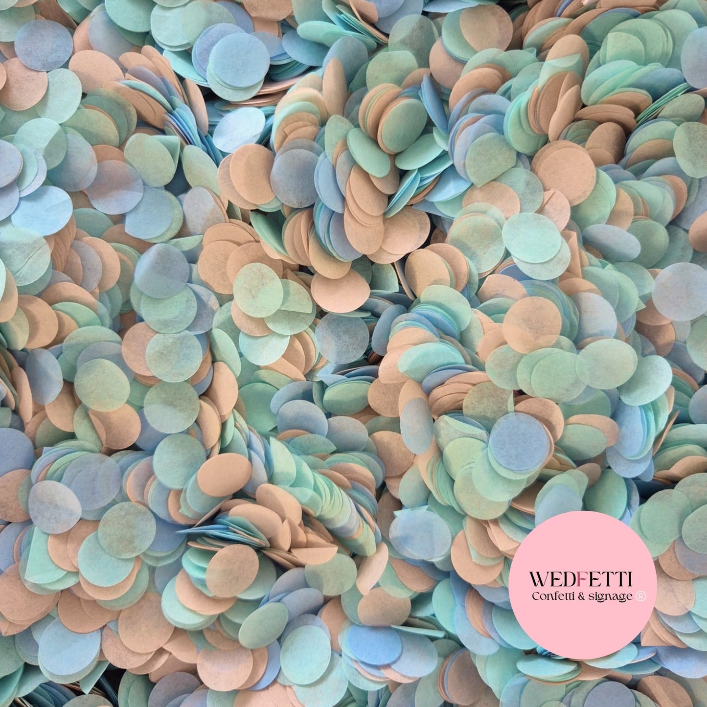 Slow falling paper Confetti - Dusty Blue mint burnt Peach