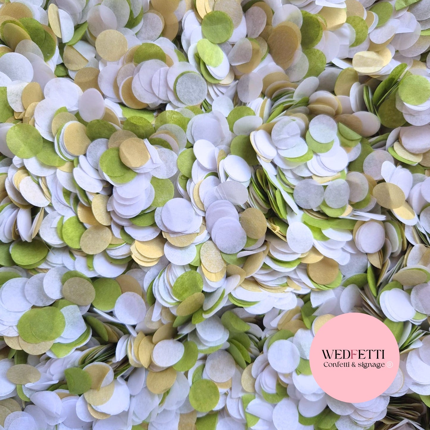 Slow falling paper Confetti - Deep Sage White Gold
