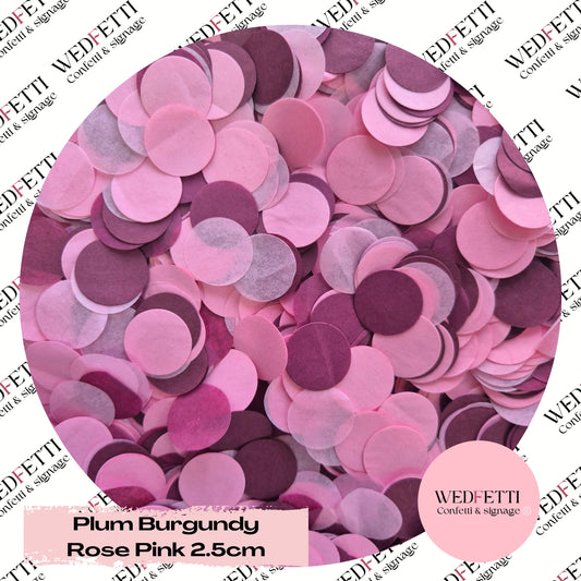 Circles Large 2.5cm Biodegradable - Plum Burgundy Rose Pink