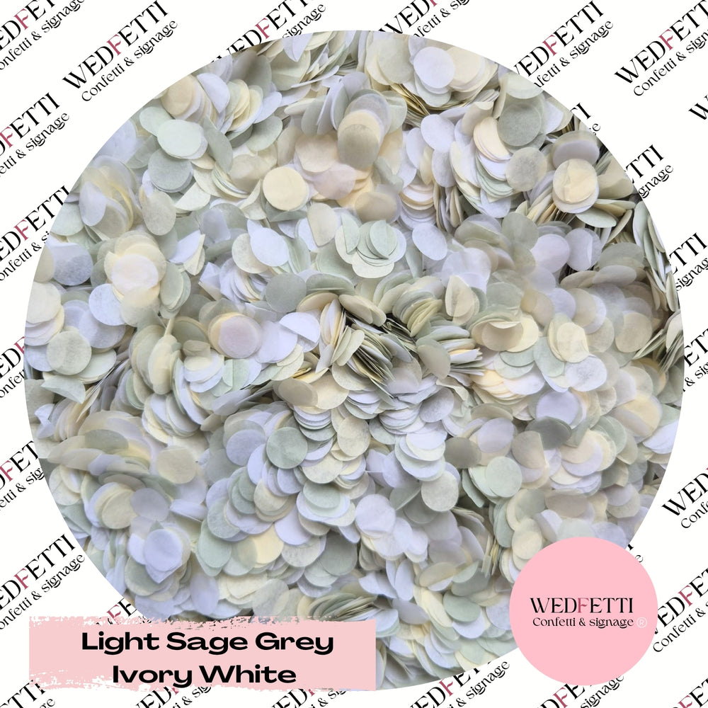 Slow falling paper Confetti - Light Sage Grey Ivory White