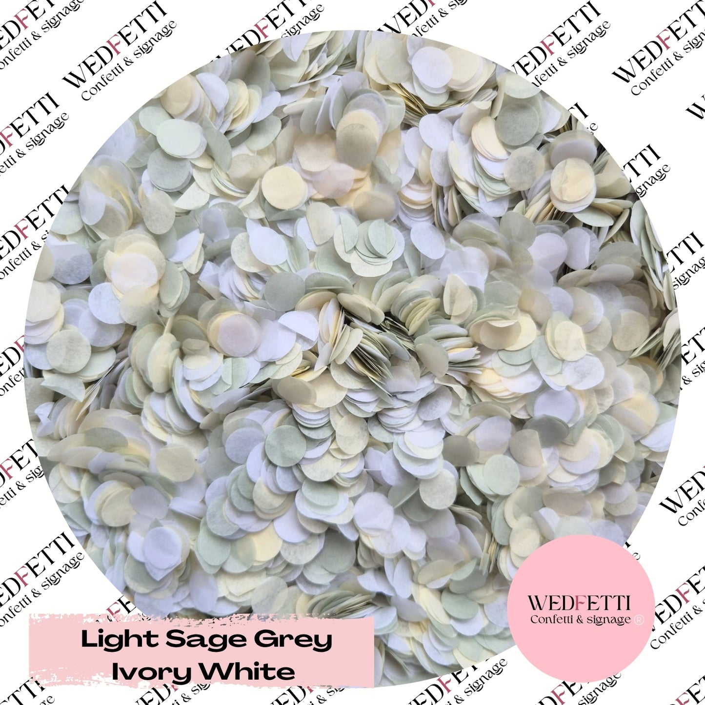 Slow falling paper Confetti - Light Sage Grey Ivory White