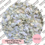 Slow falling paper Confetti - Light Sage Grey Ivory White
