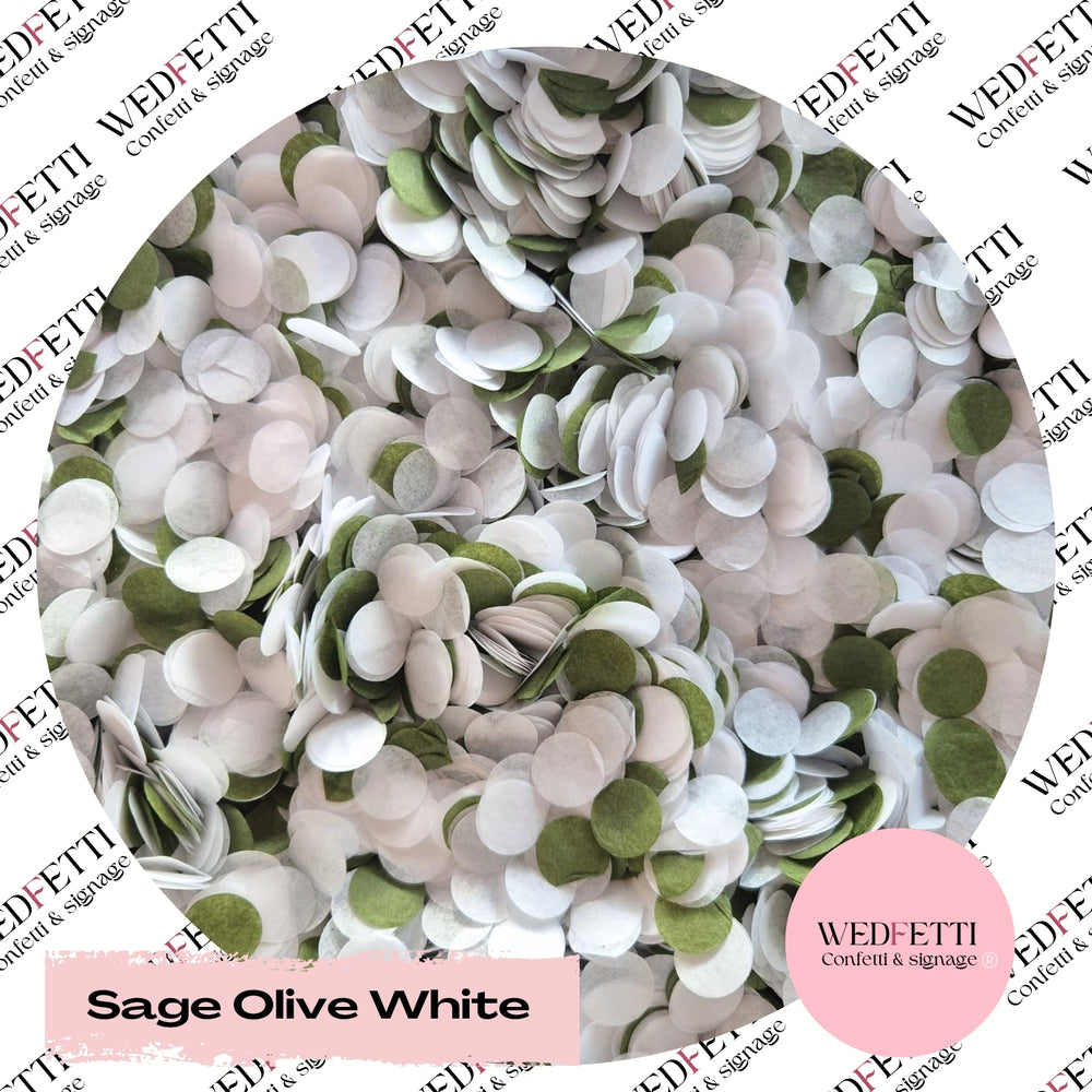 Slow falling paper Confetti - Sage Olive White