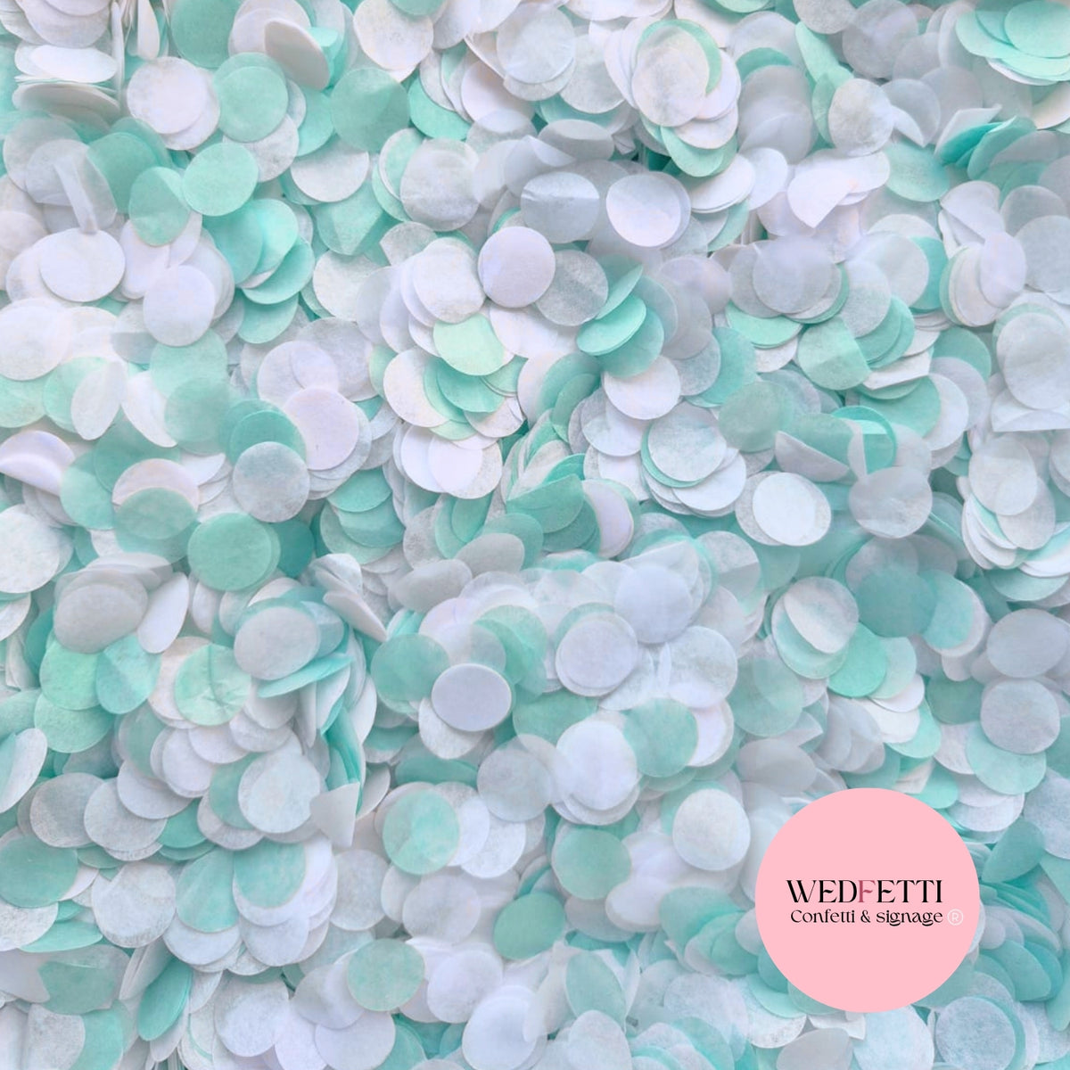 Slow falling paper Confetti - Blue Mint White