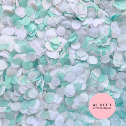 Slow falling paper Confetti - Blue Mint White