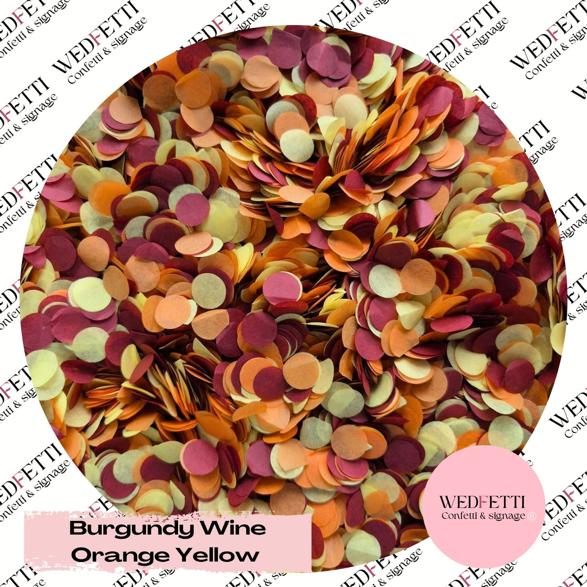 Slow falling paper Confetti - Burgundy Wine Orange Yellow