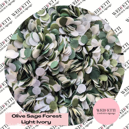 Slow falling paper Confetti - Olive Sage Forest Light Ivory