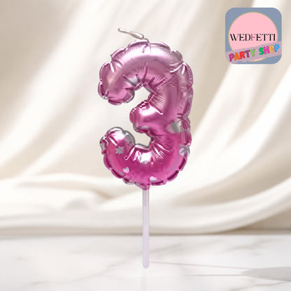 Numbered Balloon style Birthday candles- Pink