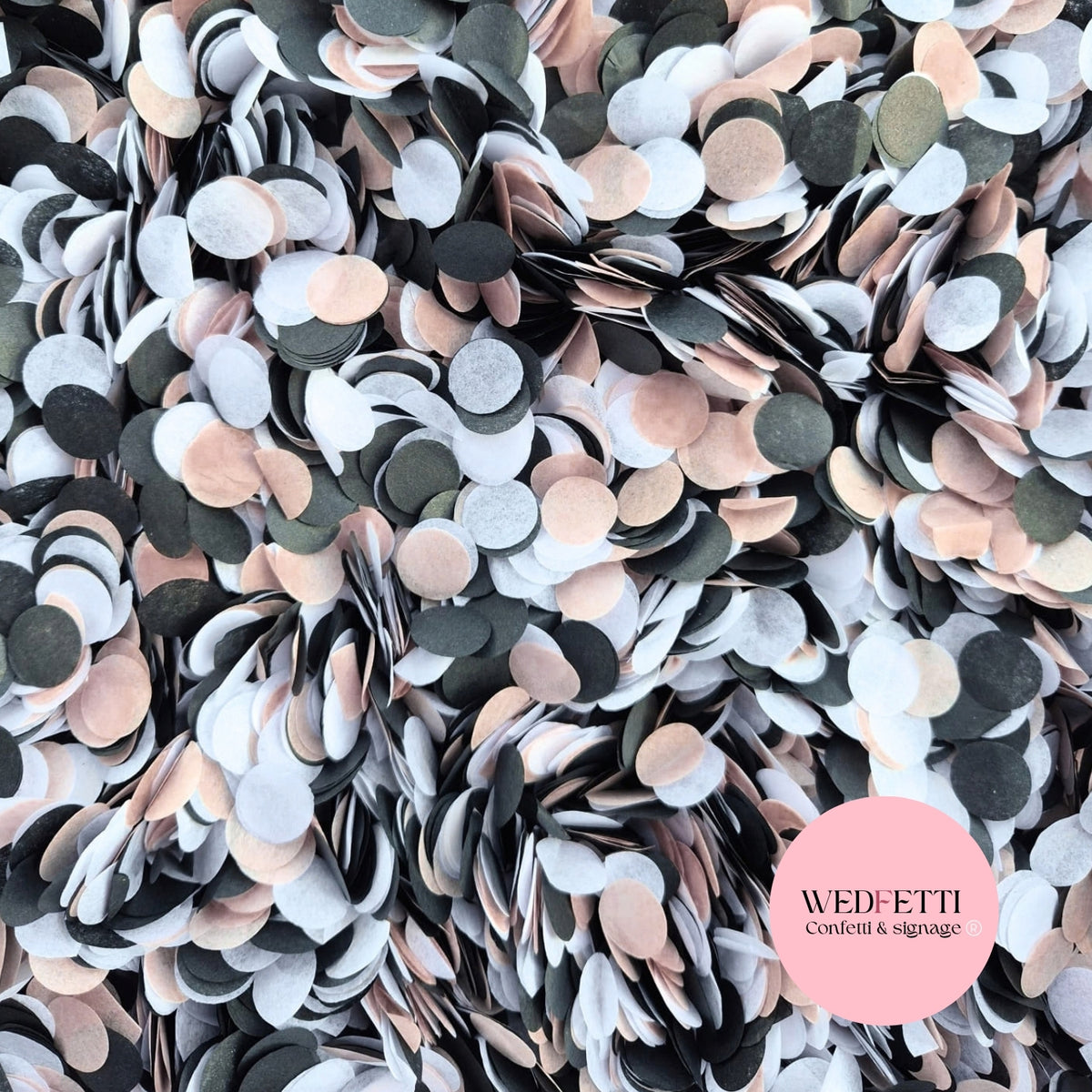 Slow falling paper Confetti - White Dusty Blush Black