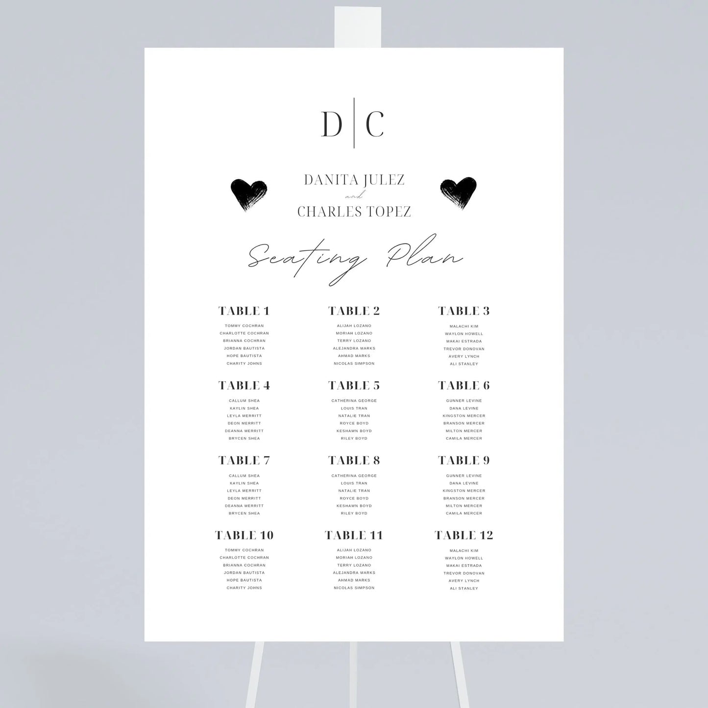 A1 Seating plan WedFetti