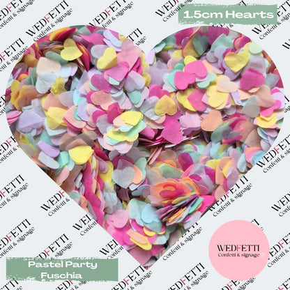 Paper Confetti hearts 1.5cm - Pastel Party Fuschia Mix