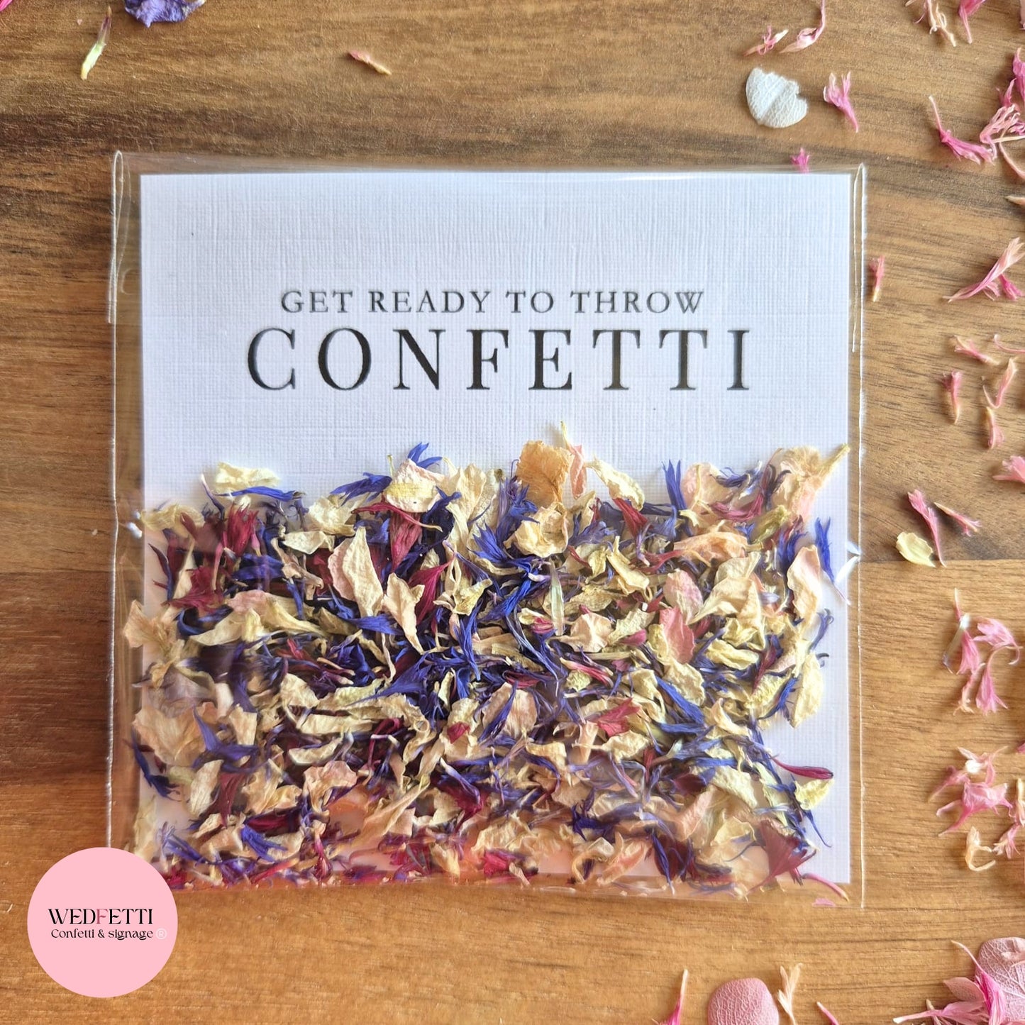 Ready to go Petal Confetti packs - Fully Compostable Packaging