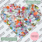 Paper Confetti hearts 1.5cm - Deep Sage Fuschia Burnt orange Dusty Blue white