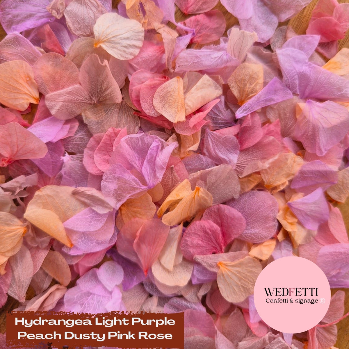 Petal Confetti hydrangea - Light Purple Peach Dusty Pink Rose