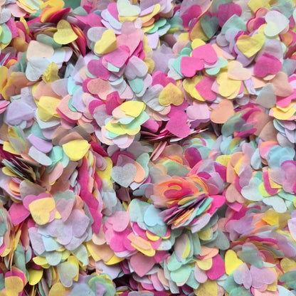 Paper Confetti hearts 1.5cm - Pastel Party Fuschia Mix