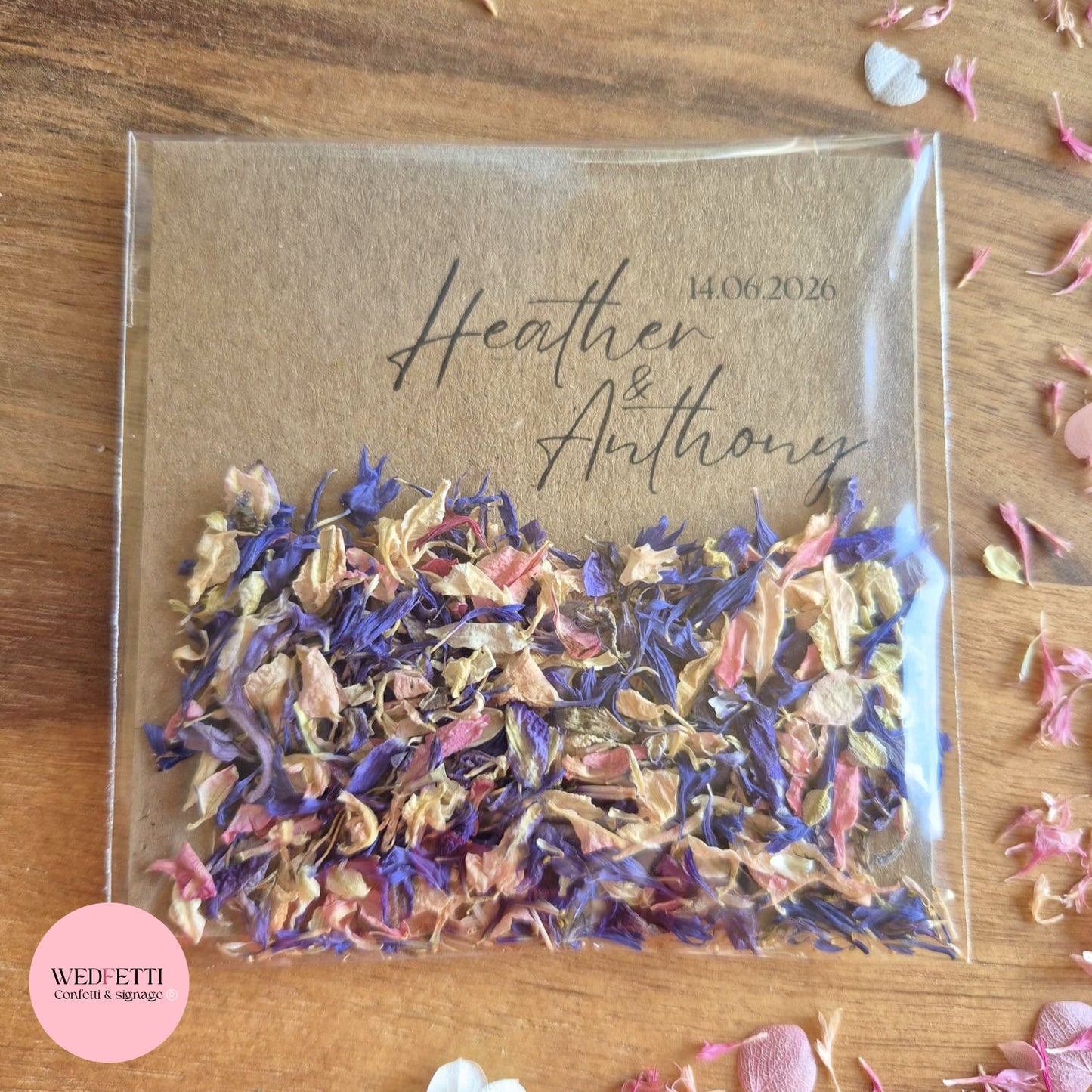 Ready to go Petal Confetti packs - Fully Compostable Packaging