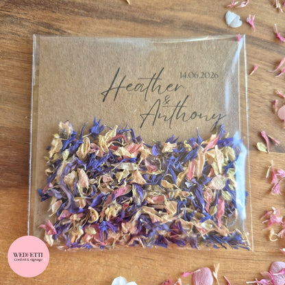 Ready to go Petal Confetti packs - Fully Compostable Packaging