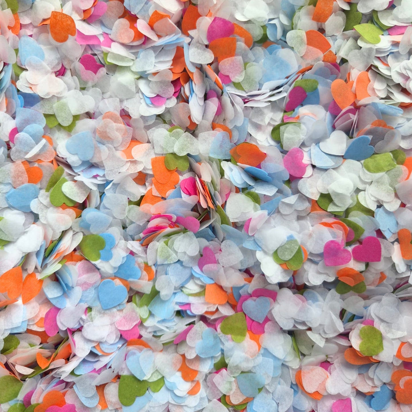 Paper Confetti hearts 1.5cm - Deep Sage Fuschia Burnt orange Dusty Blue white