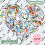 Paper Confetti hearts 1.5cm - Deep Sage Burnt orange Dusty Blue white