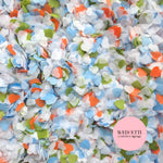 Paper Confetti hearts 1.5cm - Deep Sage Burnt orange Dusty Blue white
