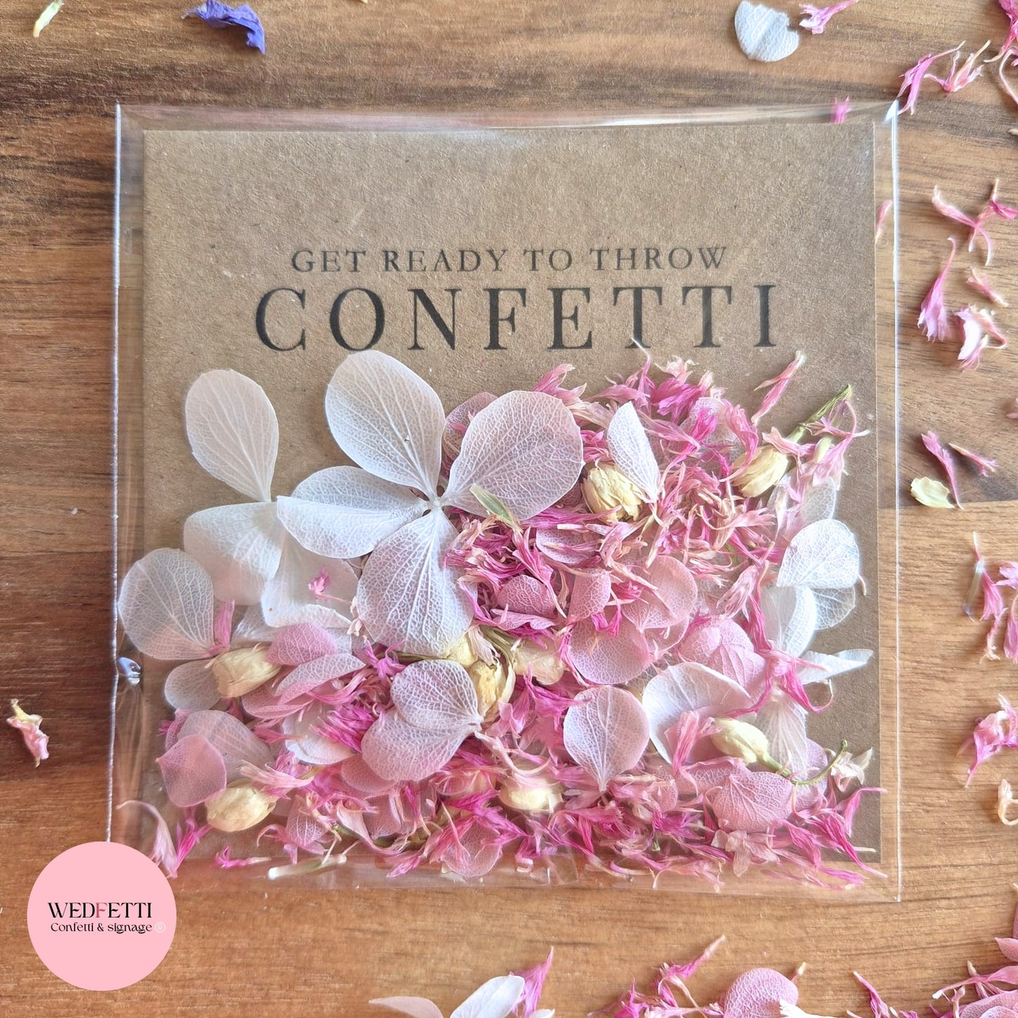 Ready to go Petal Confetti packs - Fully Compostable Packaging