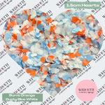 Paper Confetti hearts 1.5cm - Burnt orange Dusty Blue White