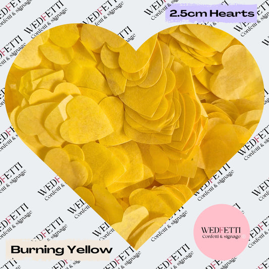 Biodegradable paper Confetti hearts - Burning Yellow