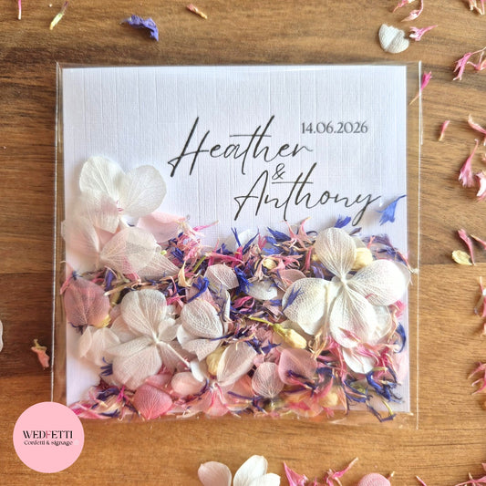 Ready to go Petal Confetti packs - Fully Compostable Packaging