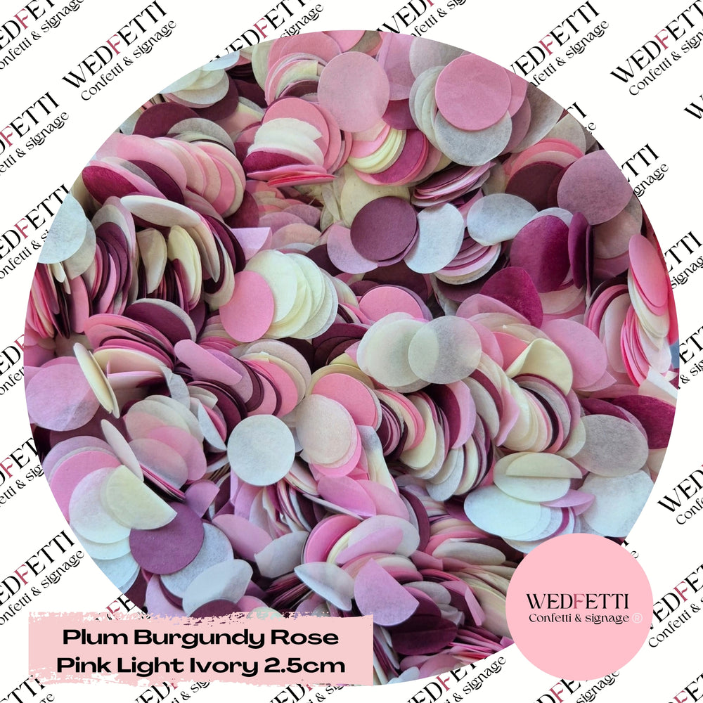 Circles Large 2.5cm Biodegradable -  light Ivory plum Burgundy Rose Pink