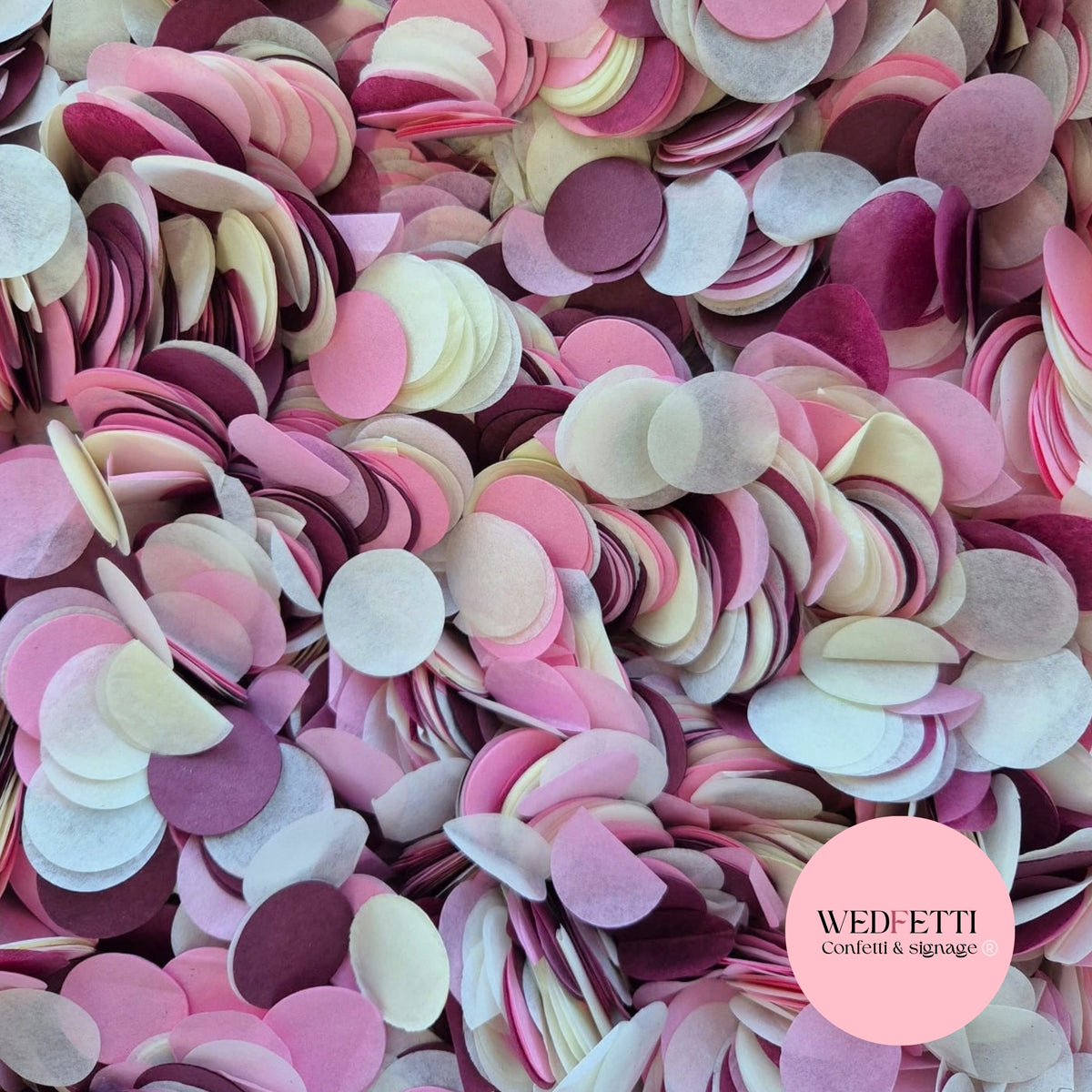 Circles Large 2.5cm Biodegradable -  light Ivory plum Burgundy Rose Pink