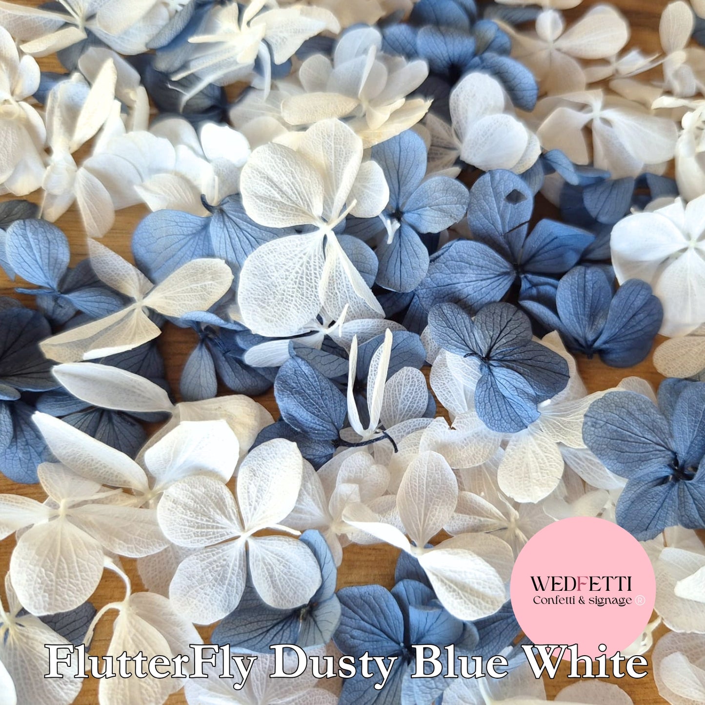 FlutterFly Petals - Dusty Blue White
