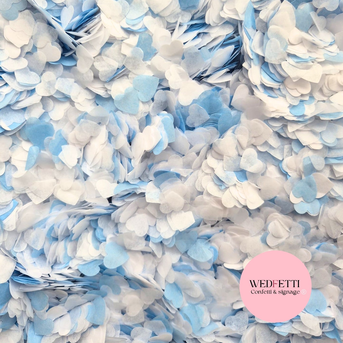Paper Confetti hearts 1.5cm - Dusty Blue White