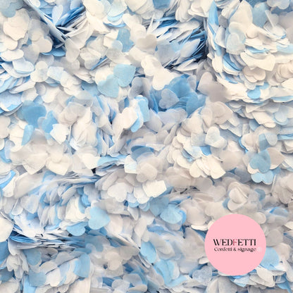 Paper Confetti hearts 1.5cm - Dusty Blue White