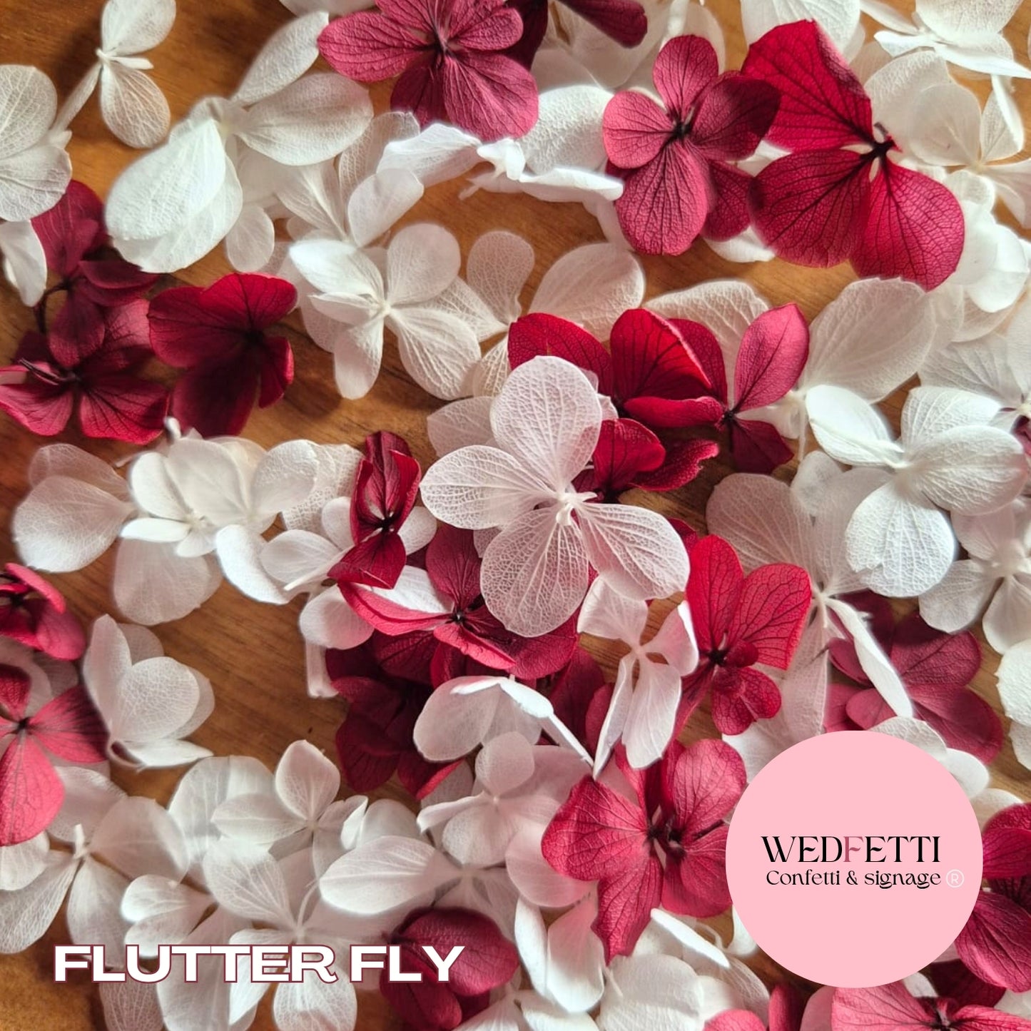 FlutterFly® Petal Confetti - Burgundy White
