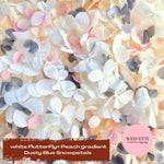 FlutterFly® Petal Confetti - White + Peach Gradient Dusty Blue Snow Petals