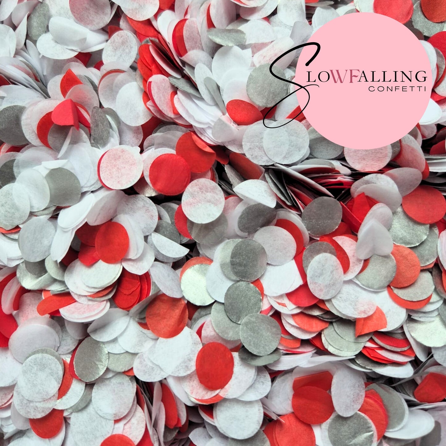 Slow falling paper Confetti - Silver Red White