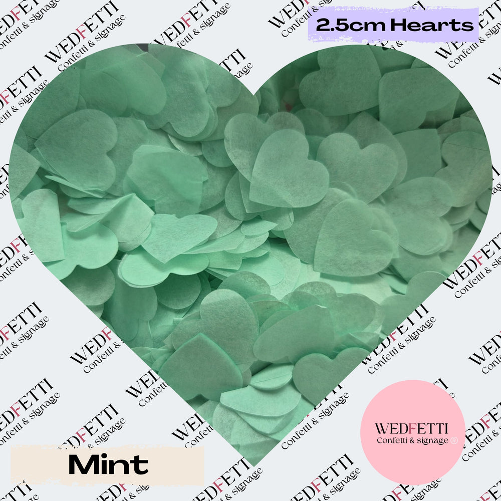 Biodegradable paper Confetti hearts - Mint