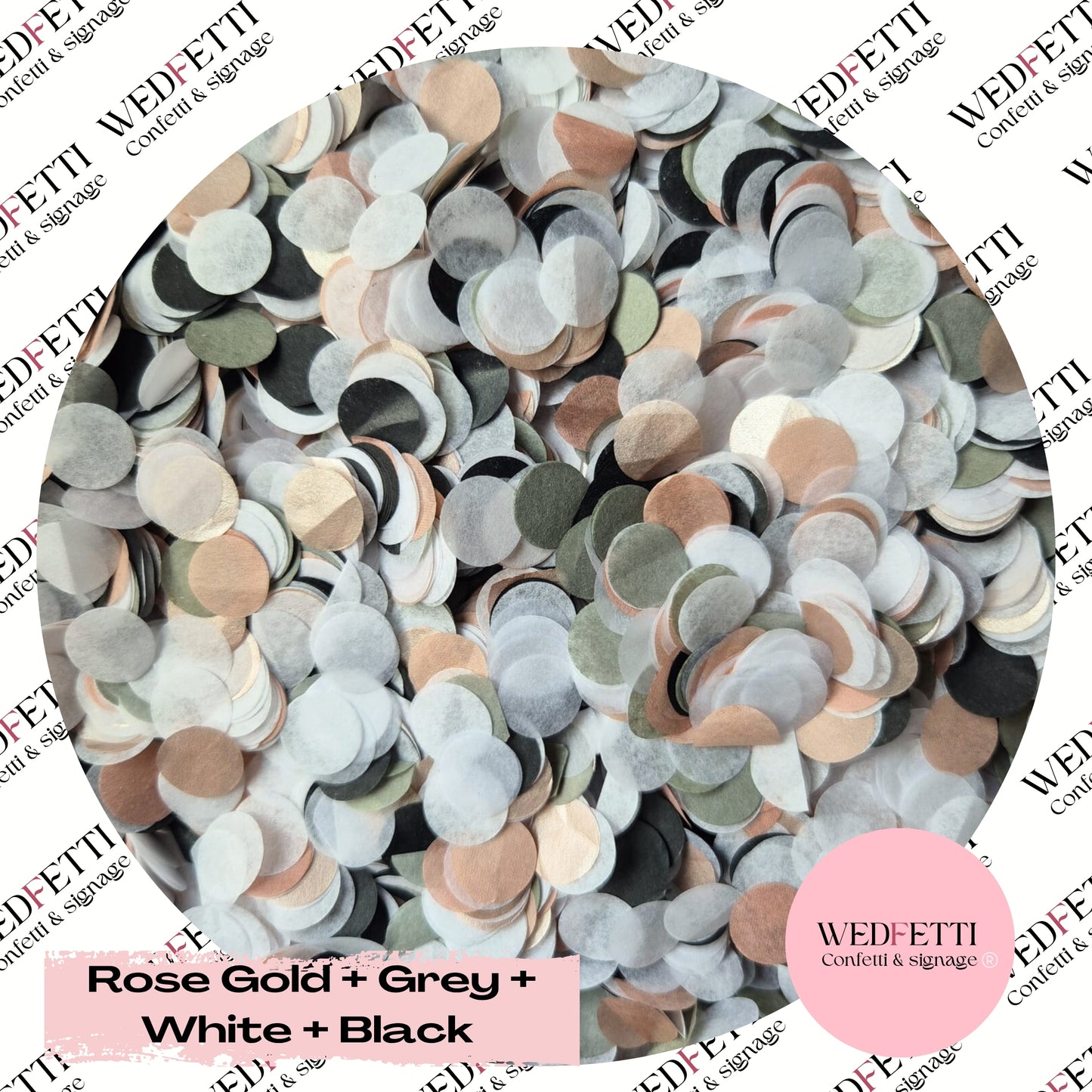 Shimmering Biodegradable Confetti - Rose Gold Grey White Black