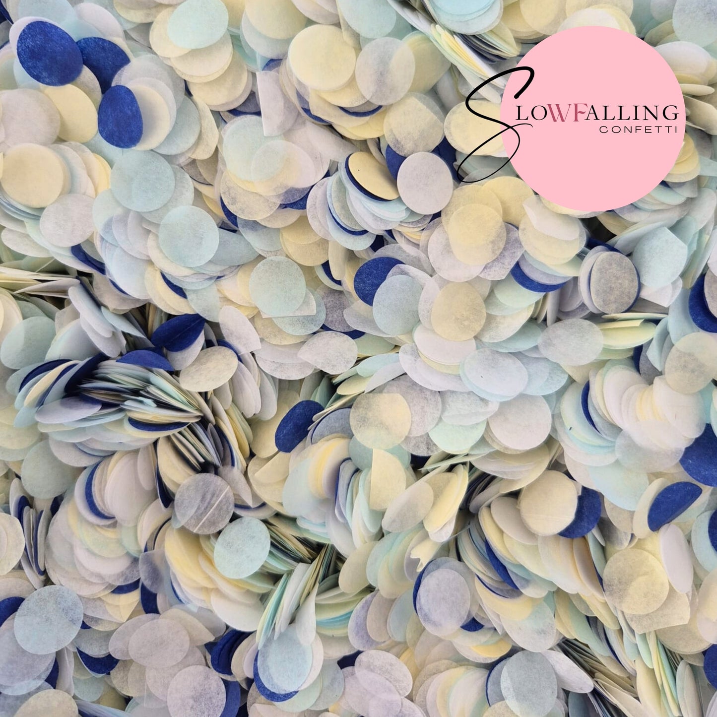 Slow falling paper Confetti - 2 Blue ivory white