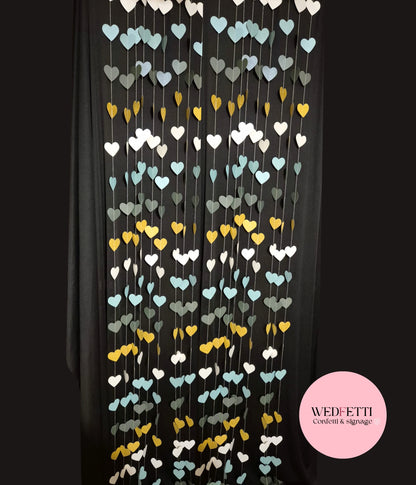 Paper Confetti Curtain - Sage Gold Hearts 4m