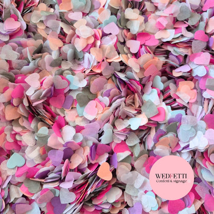Paper Confetti hearts 1.5cm - Grey Purple Pastel