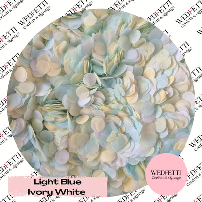 Slow falling paper Confetti - Light Blue Ivory White