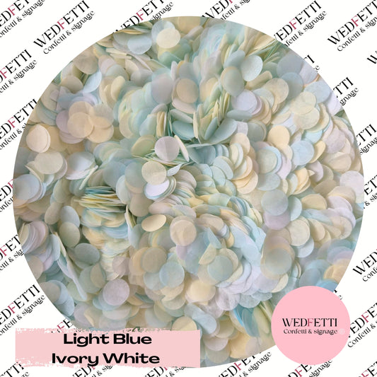 Slow falling paper Confetti - Light Blue Ivory White