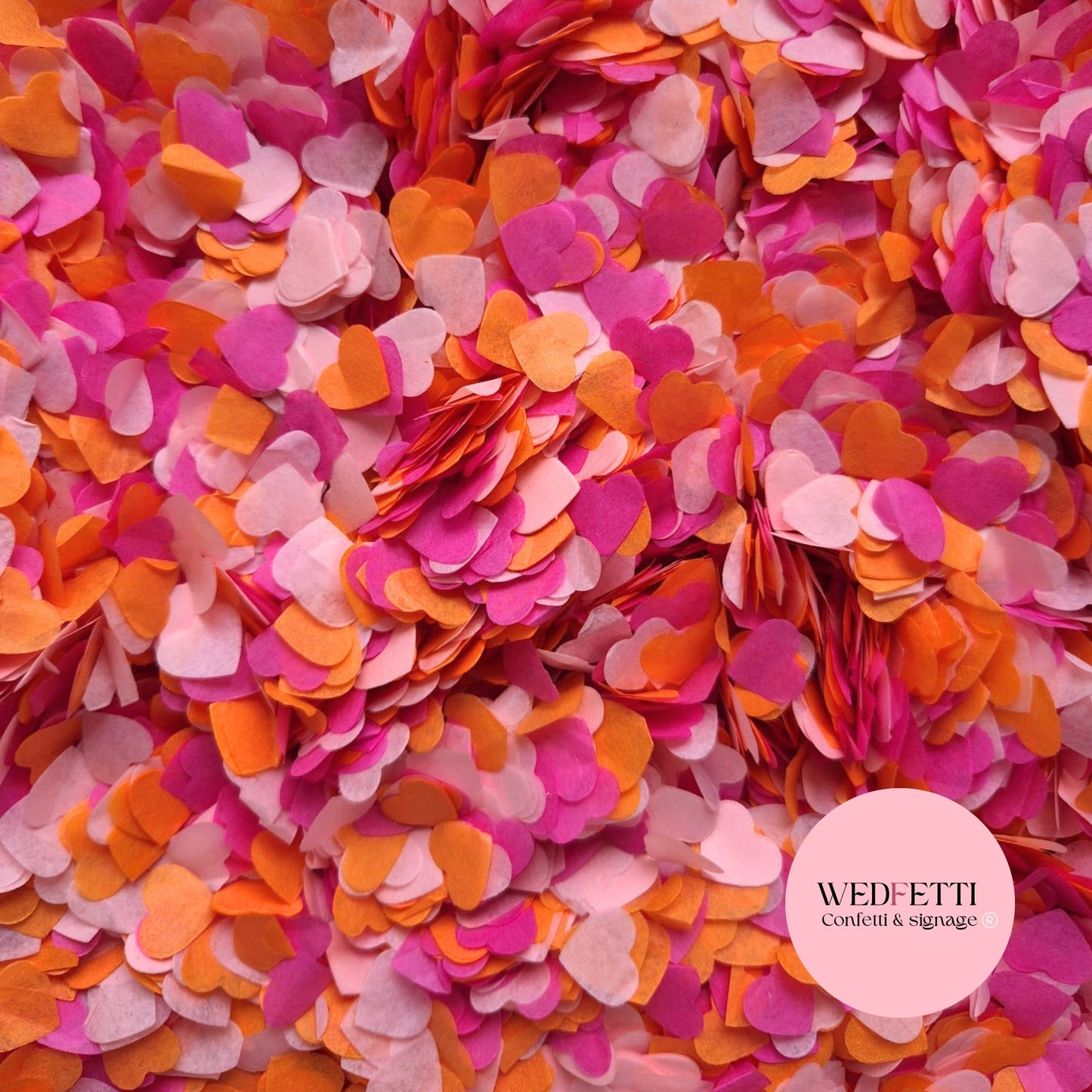 Paper Confetti hearts 1.5cm - Fuschia Orange Pink
